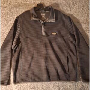 LL Bean Mens XL Pullover Fleece Gray Button Up‎ Slightly Fitted Outdoor Fall